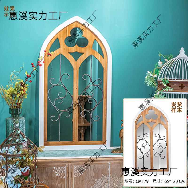 墙面假户布景道MOJ具窗板挂壁置物黑架窗框言板留庭园装饰品树脂