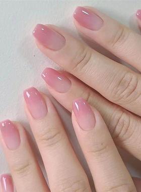 24pcs/set short fake nails for women girls gradient nude pin