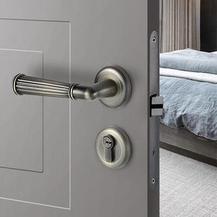 工厂房门锁室内卧室简约欧式 锌合金仿古静音单舌门锁静音锁