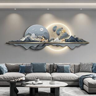 高级感客厅装饰画背有靠山挂画轻奢沙发背景墙山水壁画银杏叶壁饰