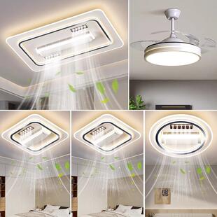 220无4新吸873顶客厅卧室款现代简约叶风扇灯离线语音一体灯具套