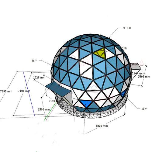 穹顶球形玻璃屋星空房复式二层酒店民宿餐厅玻璃阳光房网红展厅
