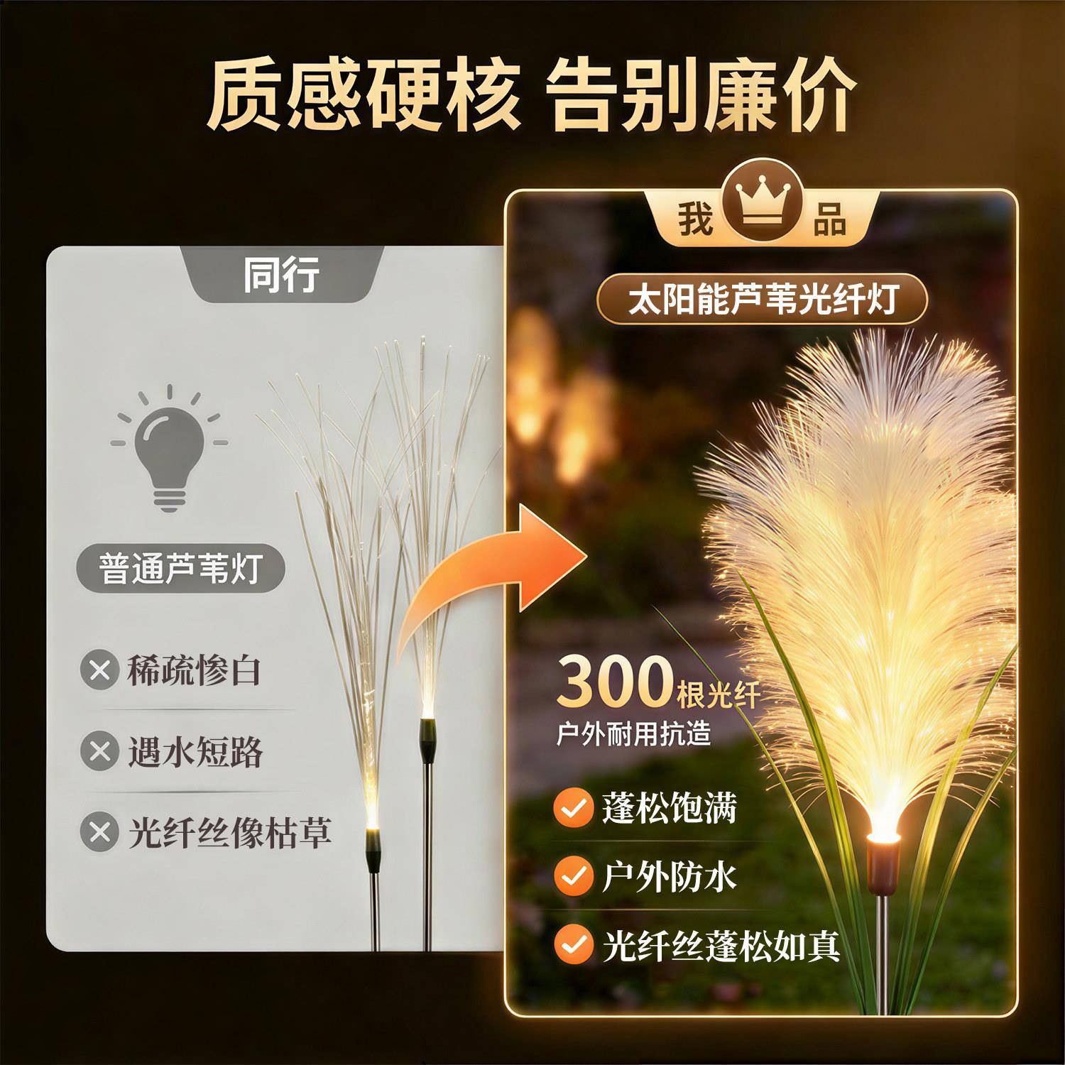 太阳能水芦苇灯灯发光装饰庭院花景观布置地插草坪户外防氛围园灯