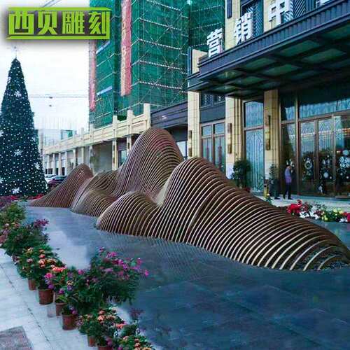 不钢塑假不锈钢假山雕户外小区园林景观屏金属镂风空假山水景雕塑