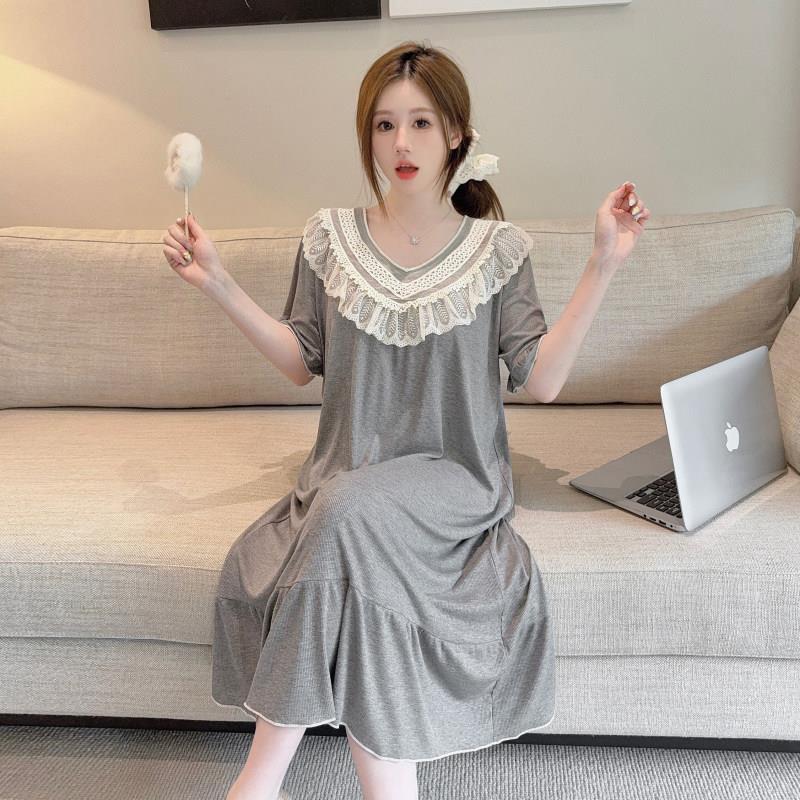 睡裙女款2026新款夏带胸垫一体式莫代尔孕妇大尺码可外穿连身睡裙