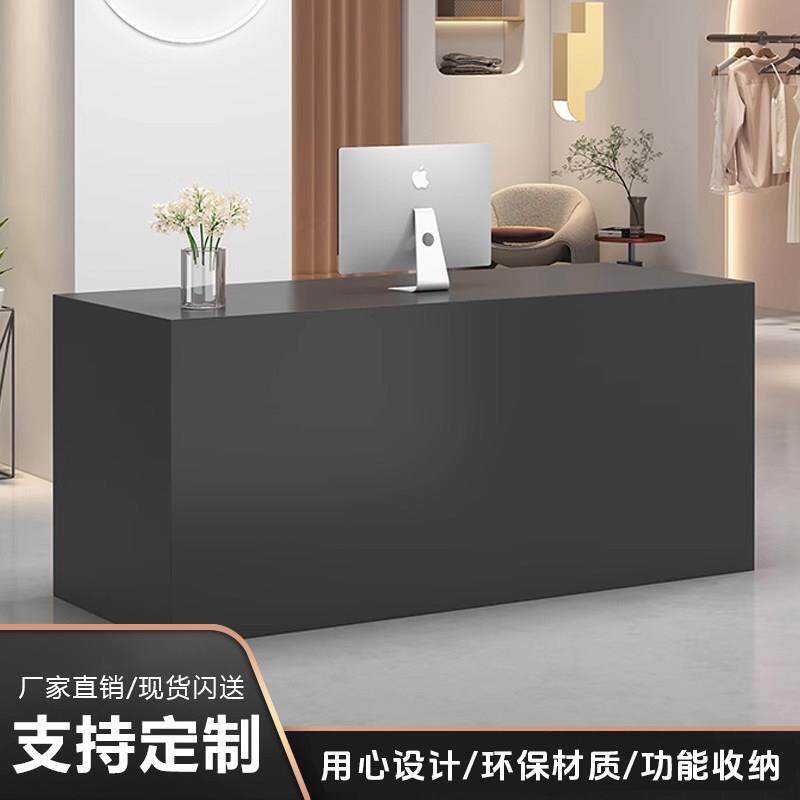 服装店吧台收银柜台展示柜一体店铺小型女装店黑色简约童装店柜台