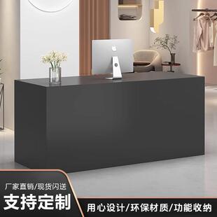 服装店吧台收银柜台展示柜一体店铺小型女装店黑色简约童装店柜台