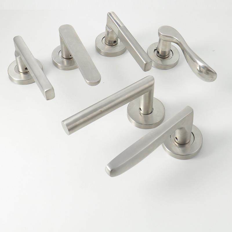 家居不锈钢不锈钢静音分体门锁卧室房木直手角门把门铁门防盗门拉