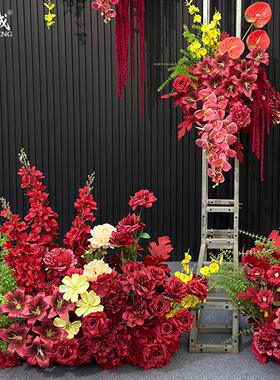 新家有喜BFF事五件套仿迎真花红色礼花艺婚庆布置宾婚假花款绢花