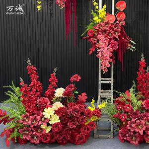 新款家有喜事五件套仿真花红色RVY花宾花艺婚庆布置迎礼婚假绢花