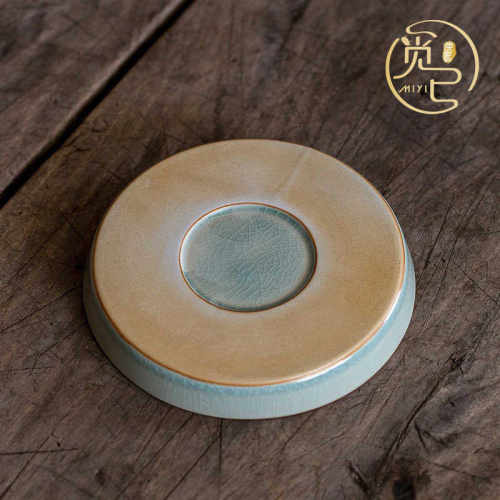 中式秘釉浮雕缠枝莲壶承干泡台家用陶瓷盖碗茶壶托盘功夫养壶垫