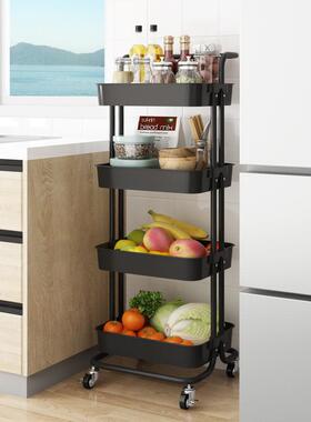 厨房用品落收纳置架浴室客物厅可移动塑IJV带轮ABS胶手推车万地向