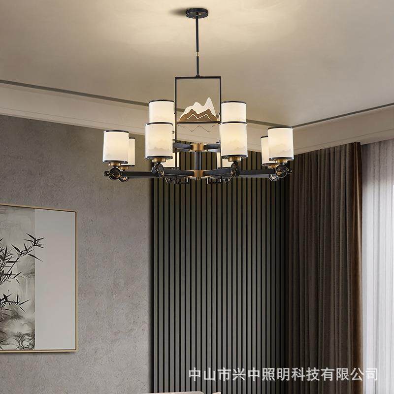 新中式全铜吊灯禅意别墅客厅餐厅卧室铜灯中国风茶室书房吧台灯具