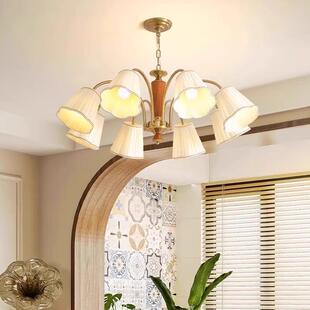 客厅吊灯式 法中古复古气简约温馨大实主木 南934洋风大厅灯具美式