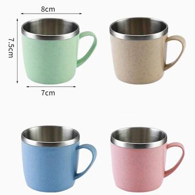 Double Layer Anti-scalding Stainless Steel Cups Plastic Hand