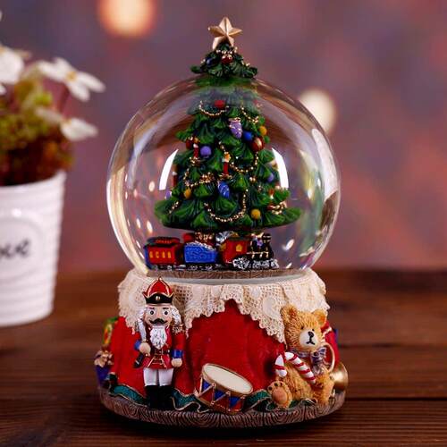 儿童节胡桃夹子水晶球音乐盒八音盒旋转飘雪男童女童同学生日礼物