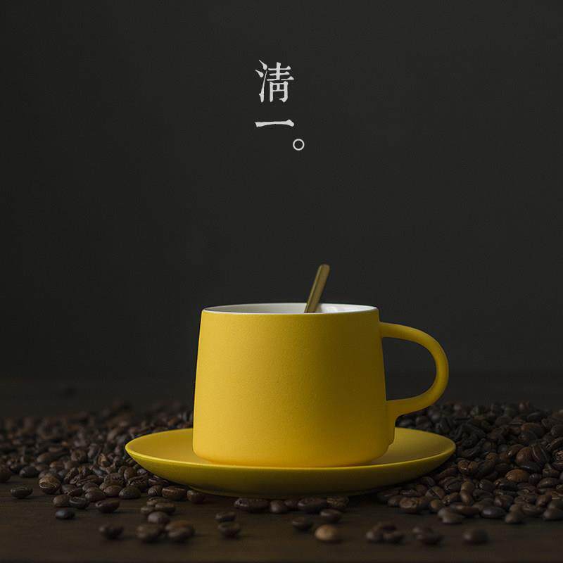 清一丨日式黄色咖啡杯 陶瓷手冲挂耳拉花拿铁牛奶杯水杯定制logo
