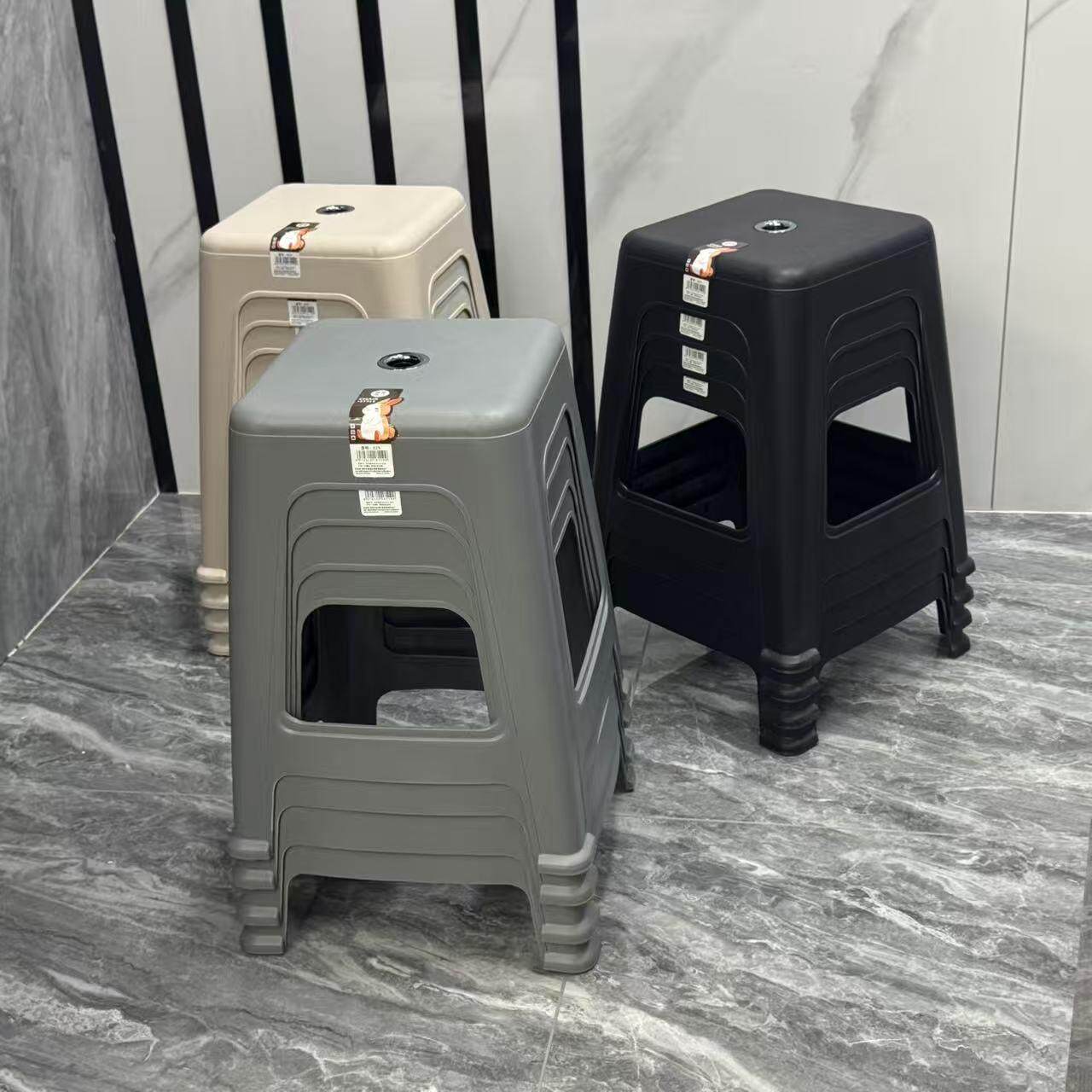 塑料凳子加厚家用结实耐用轻奢高级感可叠放客厅方凳熟胶胶凳备用