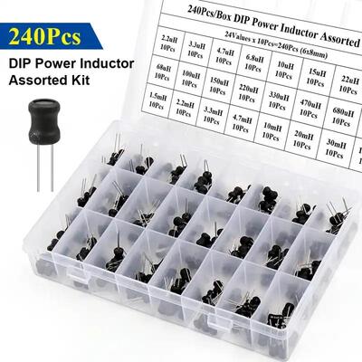 240PCS 24种每种10个6x8mm 2.2uH-100mH DIP功率电感器配套套件