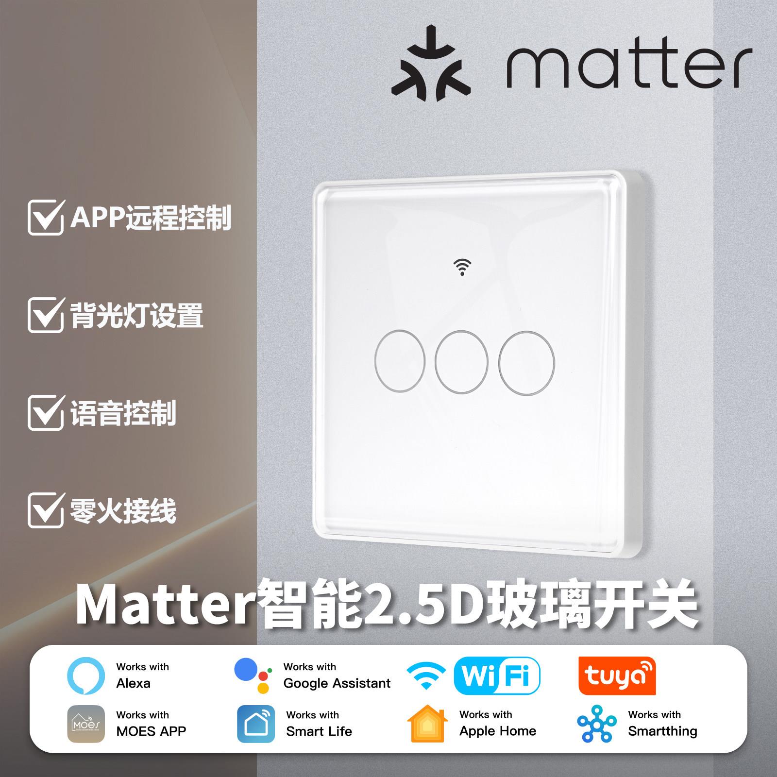涂鸦Matter智能开关面板homekit智能语音控制家用灯控定时零火