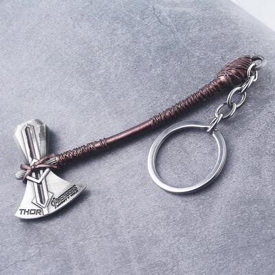Movie Keychain Thor Weapon Stormbreaker Hammer Keychain for