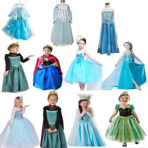 Baby Girls Dress Christmas Anna Elsa Costume Princess Dress