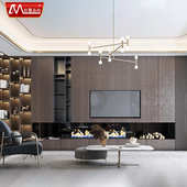 简约铝合金电视柜客厅满墙收纳背景柜定制一体电视展示柜全屋定制