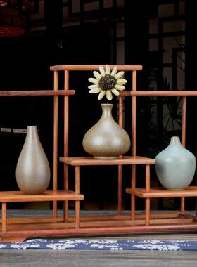 红花梨博古架榫卯结构中式彷古桌面多宝阁实木紫砂茶壶展示架子