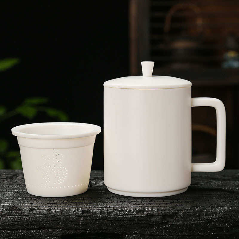包邮定制logo姓氏纯白羊脂玉素烧德化白瓷办公杯陶瓷茶具水杯茶杯
