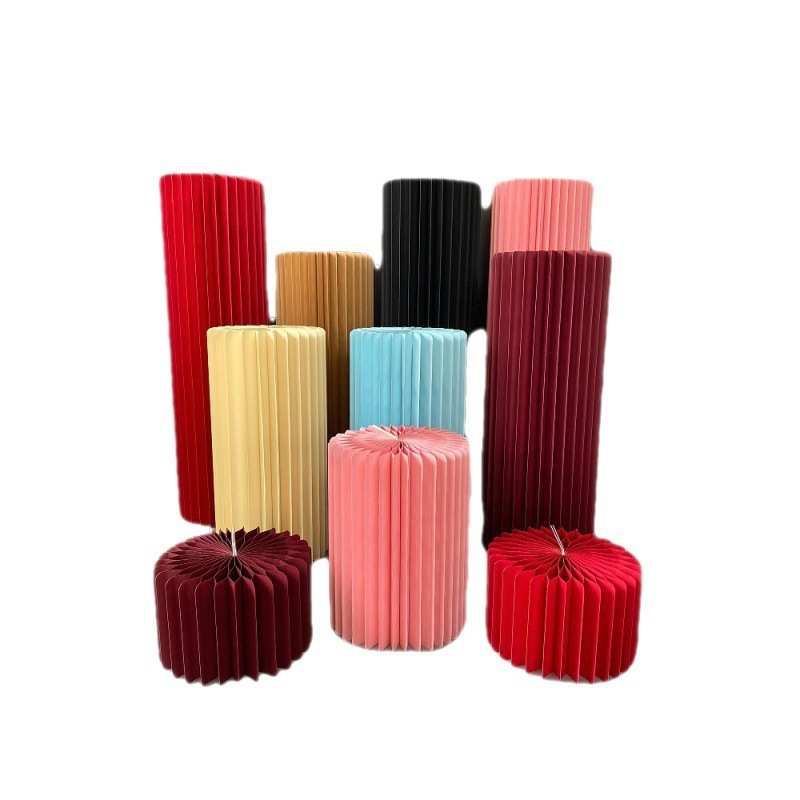 婚庆彩色折叠甜品台柱子罗马柱路引摆件圆柱立柱婚礼橱窗折纸娜幽