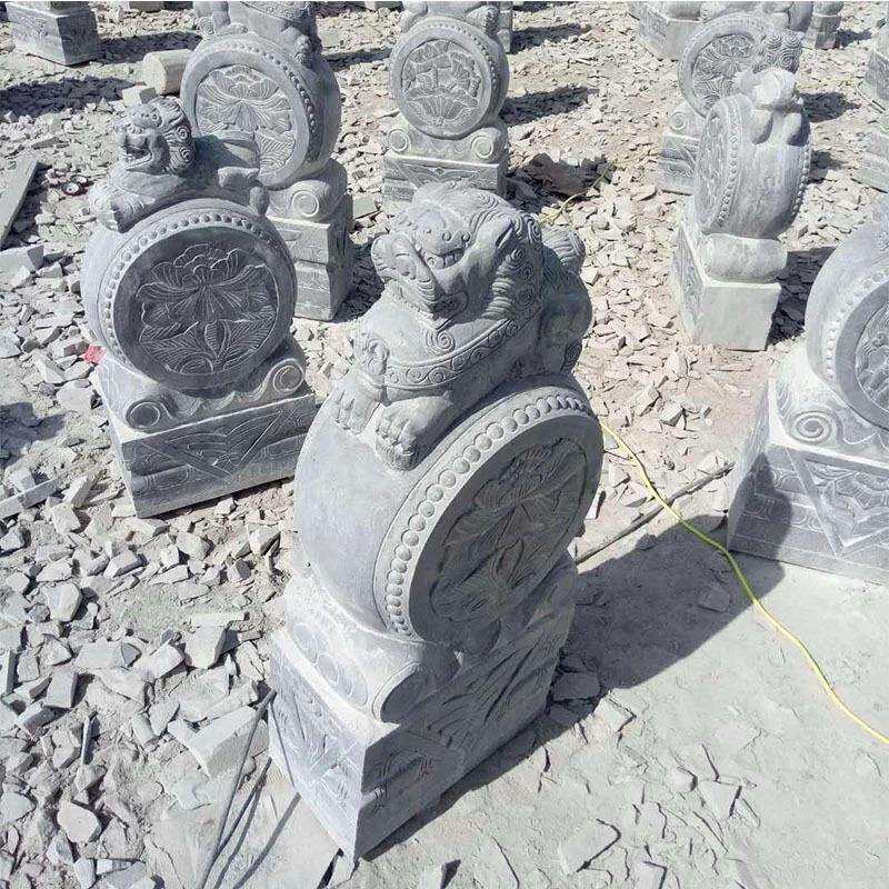 仿古石雕门墩摆件 青石老石鼓门墩 做旧貔貅麒麟石狮子门墩