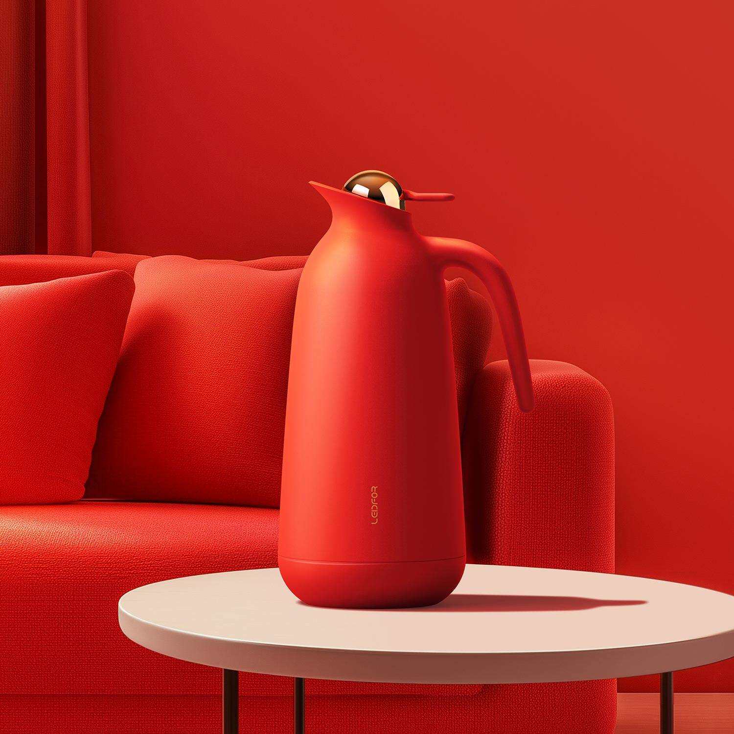 B2玻璃内胆保温壶家用暖瓶结婚红色一对热水瓶