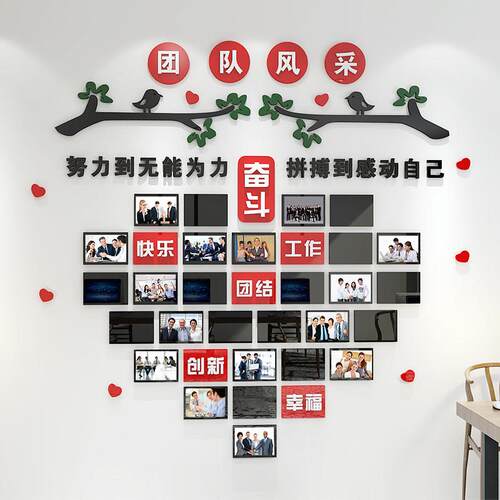 团队风采文化墙贴公司企业办公室墙面装饰优秀员工荣誉展示照片墙