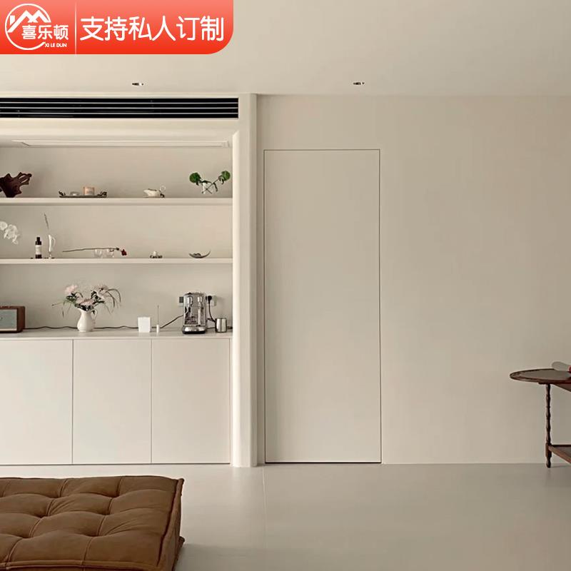 隐框涂料门极简隐框门乳胶漆隐形门暗门客厅背景墙一体极窄铝木门