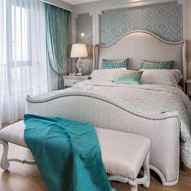 美式实木布艺床复兴印记ART双人床法式复古雕花法式做旧纯美豪宅