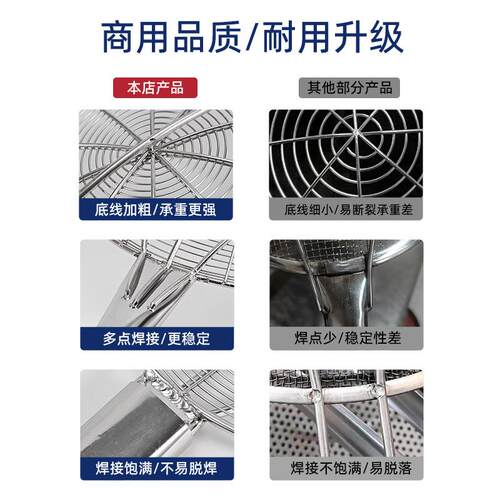 商用不锈钢木柄漏勺大号捞面漏网捞沥笊篱细网密漏勺炸网厨房304