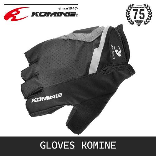 KOMINE夏季手套摩托车半指手套网眼防护骑行手套自行车防摔手套男