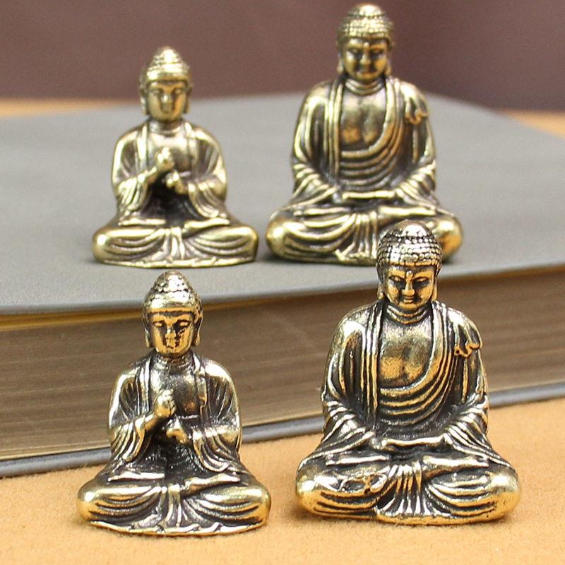 创意纯黄铜大日如来摆件黄铜小座佛公室客厅汽车家居装饰品礼品