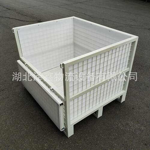 折叠式堆垛架重型仓库料箱金属折叠网箱带PP板防护厂家