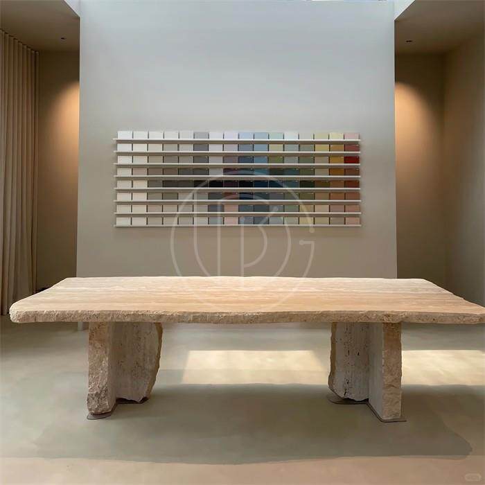 服装店展示台黄洞石摆放台装饰摆台餐桌子别墅样板房餐厅长方形桌
