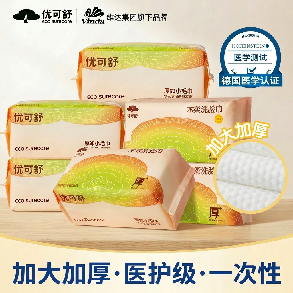 加厚加大洗脸巾8包擦脸棉柔巾