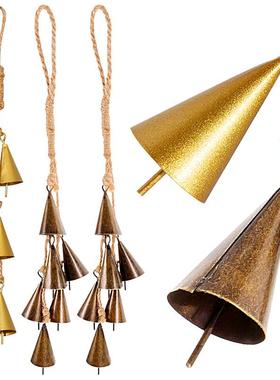 亚马逊热卖麻绳铃铛挂饰女巫铃铛圣诞树吊钟喇叭铁铃家居装饰现货