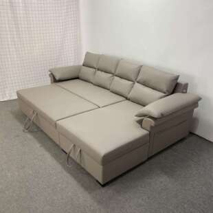 现代简约皮艺款多功能可储物折叠沙发床大户型客厅家用坐卧两用