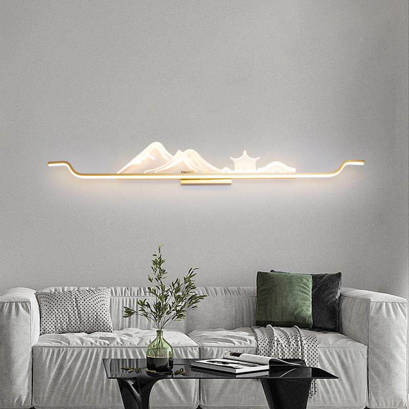 新款现代简约横装壁灯卧室床头灯沙发背景墙灯茶室客厅装饰画 画