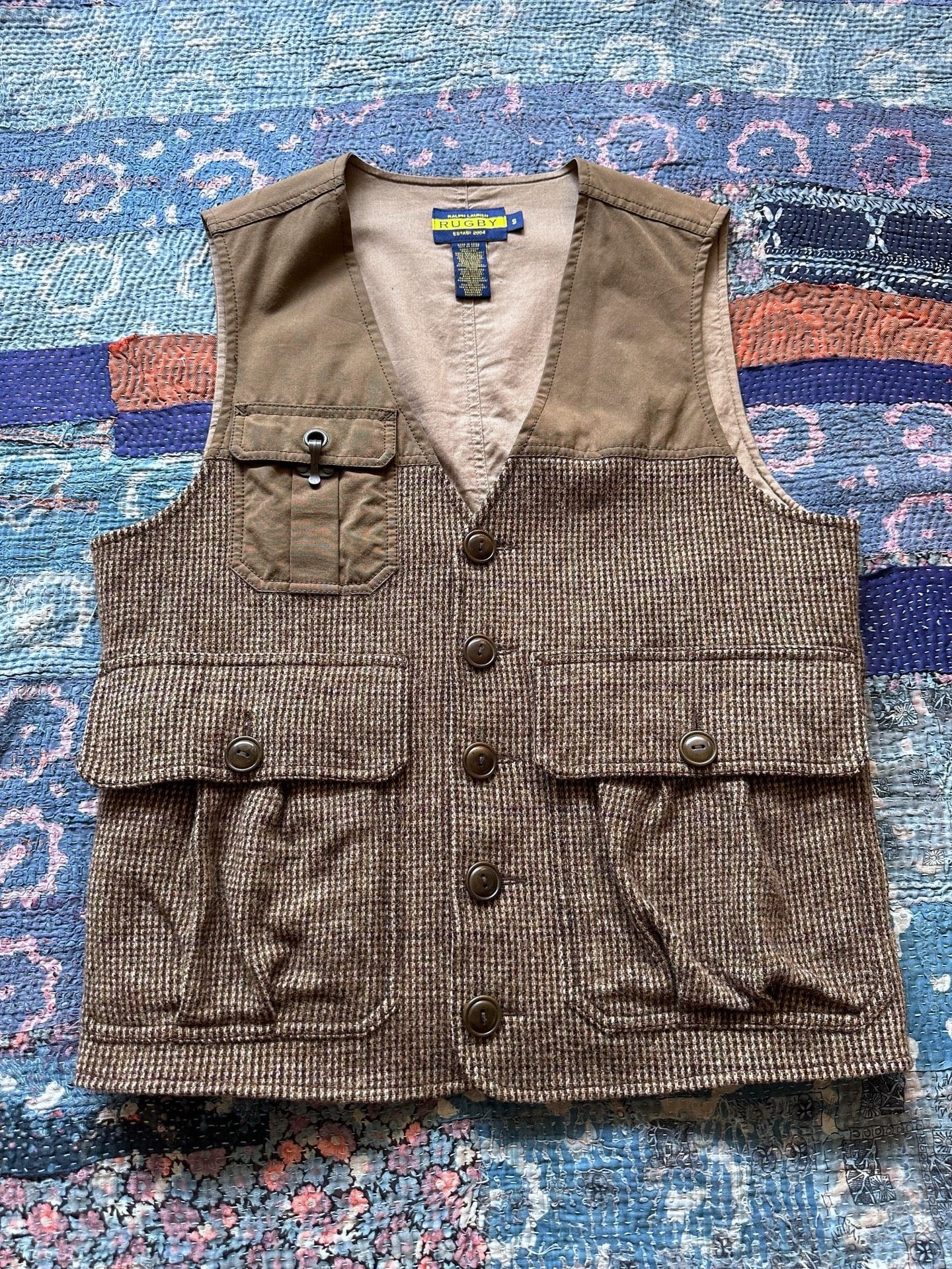 Polo Ralph Lauren Brown Houndstooth Wool Vest