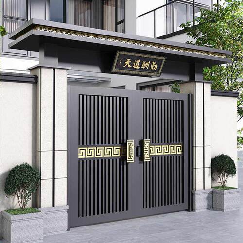 铝合金别墅大门铝艺庭院门农村自建房大门铁艺院子大门电动双开门