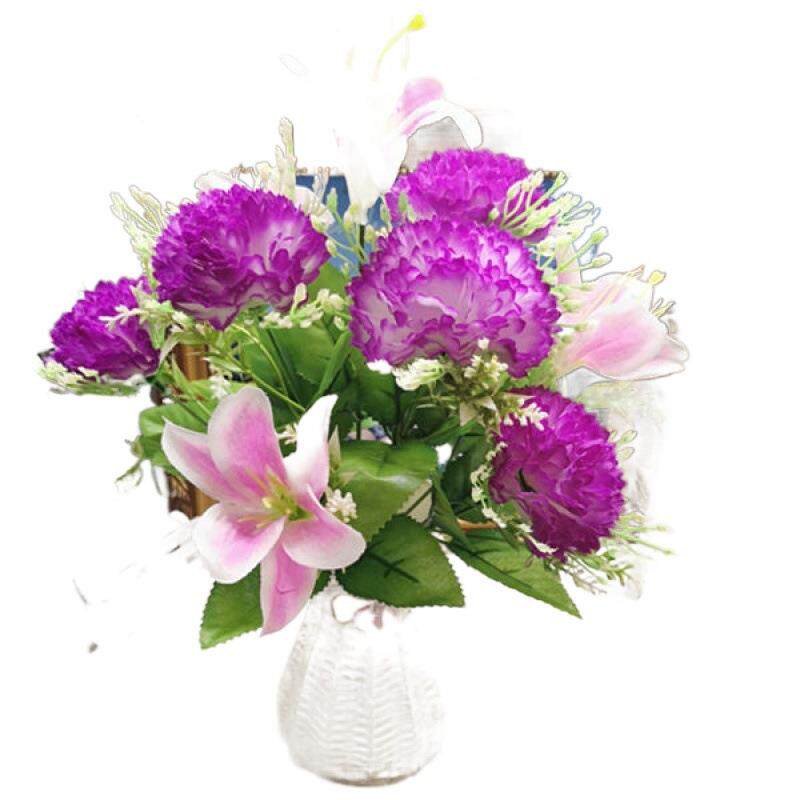 仿真康乃馨百合花束套装假花单支客厅装饰花绢花餐桌摆件花卉包邮