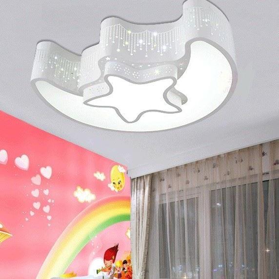 现代简约星星月亮LED客厅吸顶灯卧室灯书房灯具儿童房灯三色调光