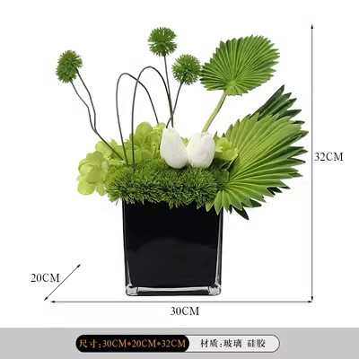 插花客厅洽谈奢装摆件器轻样板房花艺软仿真玻璃售楼处桌餐桌现代