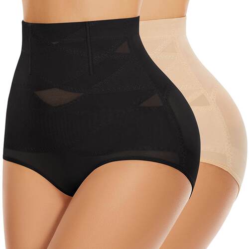 Color Mesh Criss Cross Waist Shapewear Panty Breathable